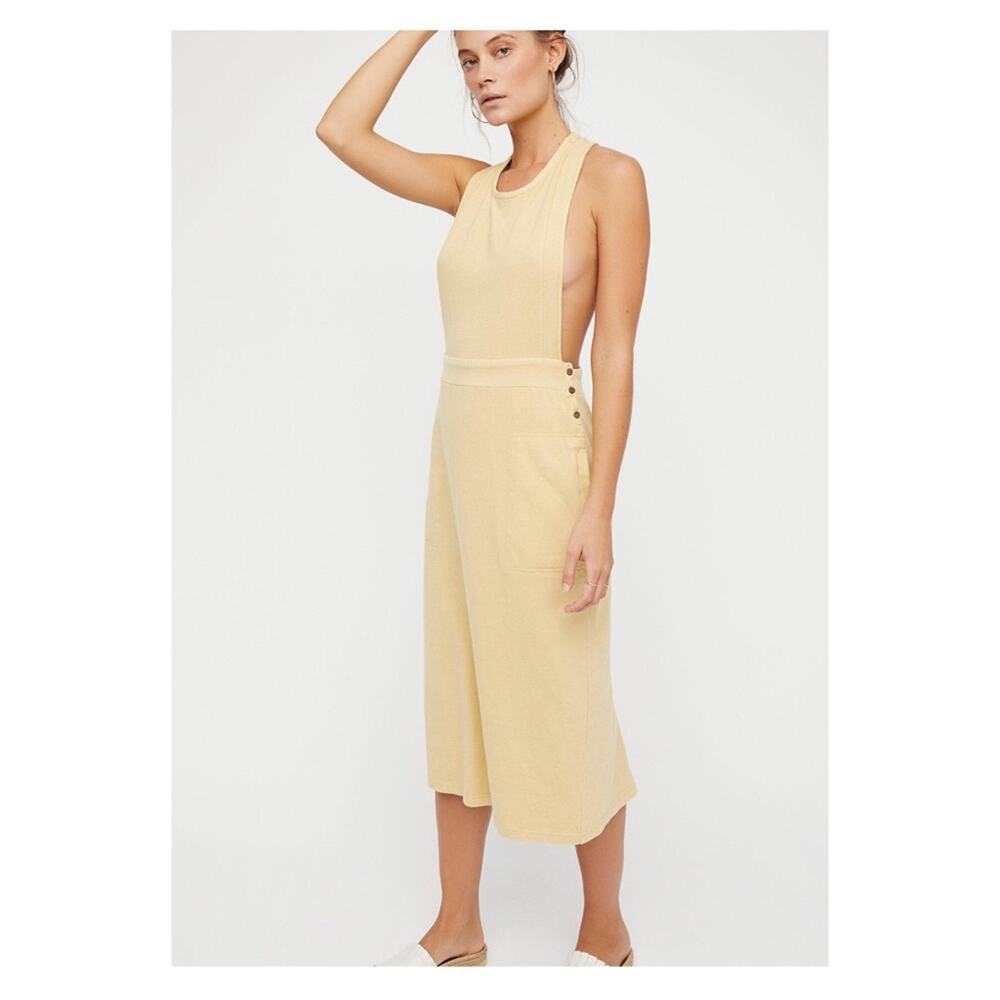 Free People Beach Light Yellow Sunrise Pinafore Jumper Sz.XS NWT